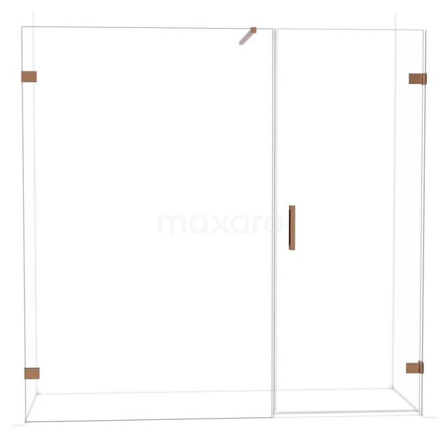 Diamond Duschtür | 205 cm Glänzendes Kupfer Klarglas Drehtür DDC220813120GKP Glas Duschwand mit Tür, schlichte rechteckige Form, roségoldene Akzente und minimalistisches Design für moderne Bäder.
