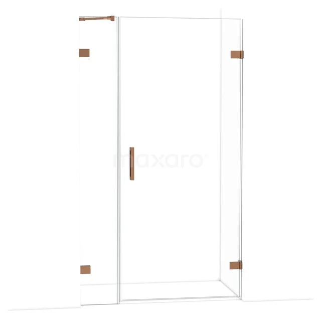 Diamond Shower door | 115 cm Glanzend koper Clear glass Pivot door DDC220903220GKP Glazen douchedeur met koperkleurige scharnieren en handgreep, modern design voor stijlvolle badkamers.
