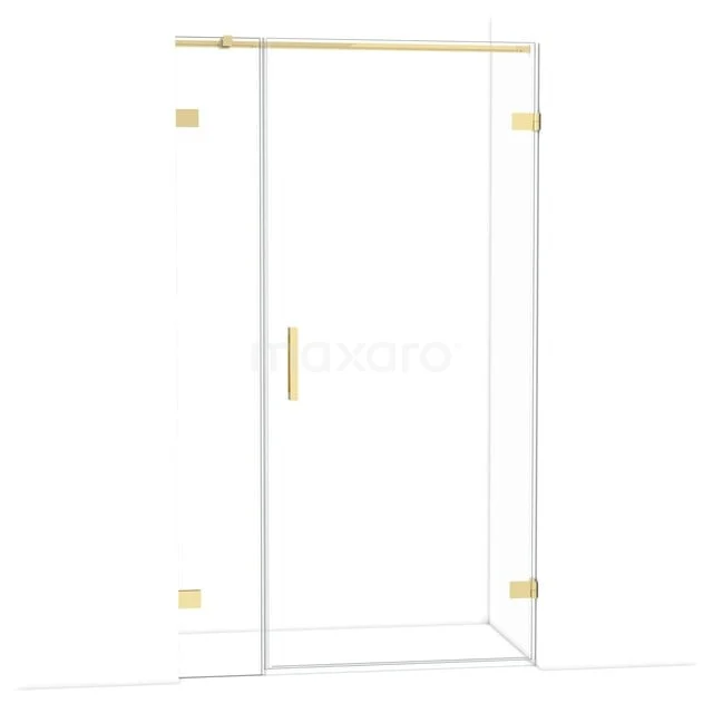 Diamond Douchedeur | 115 cm Glanzend lichtgoud Helder glas Draaideur DDC220903320GLG Glazen douchedeur met gouden accenten, minimalistisch design, ideaal voor een moderne badkamer.