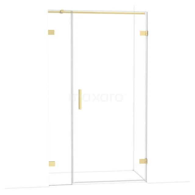 Diamond Shower door | 115 cm Light gold Clear glass Pivot door DDC220903320LG Glazen douchedeur met gouden beslag, strakke lijnen en minimalistisch ontwerp, perfect voor een moderne badkamerstijl.