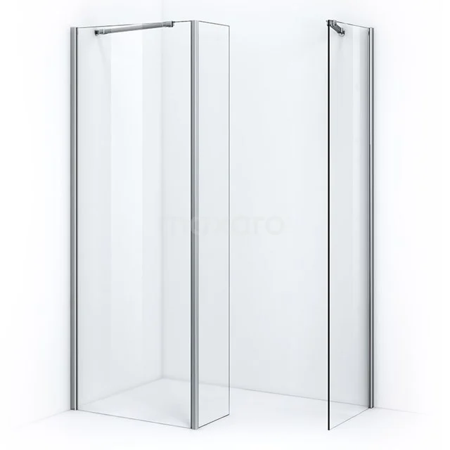 Glas Duschwand aus klarem Sicherheitsglas mit Aluminium Profilen, ideal für eine moderne Badezimmergestaltung.