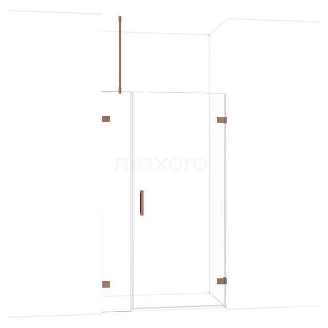 Klarglas Duschtür mit Messingdetails, rahmenloses Design, ideal für ein modernes Badezimmer.