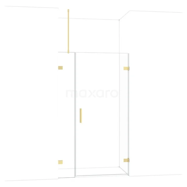 Glasene Duschtür mit goldfarbenen Akzenten, elegantes Design, perfekt für ein modernes Badezimmer.