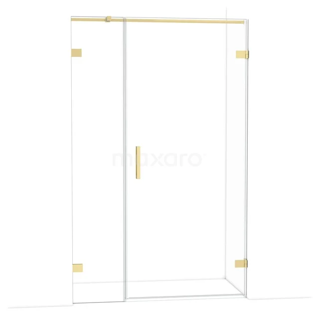 Glas Duschtür mit goldfarbenen Akzenten, elegantes Design, ideal für ein modernes Badezimmer.