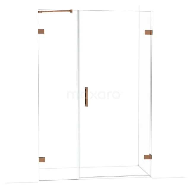 Glazen douchecabine met roestvrijstalen accenten, inclusief schuifdeur, ideaal voor een moderne badkamer.