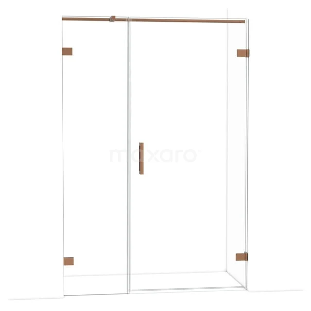 Glazen douchedeur met goudkleurige accenten, modern design, ideaal voor een stijlvolle badkamerupgrade.