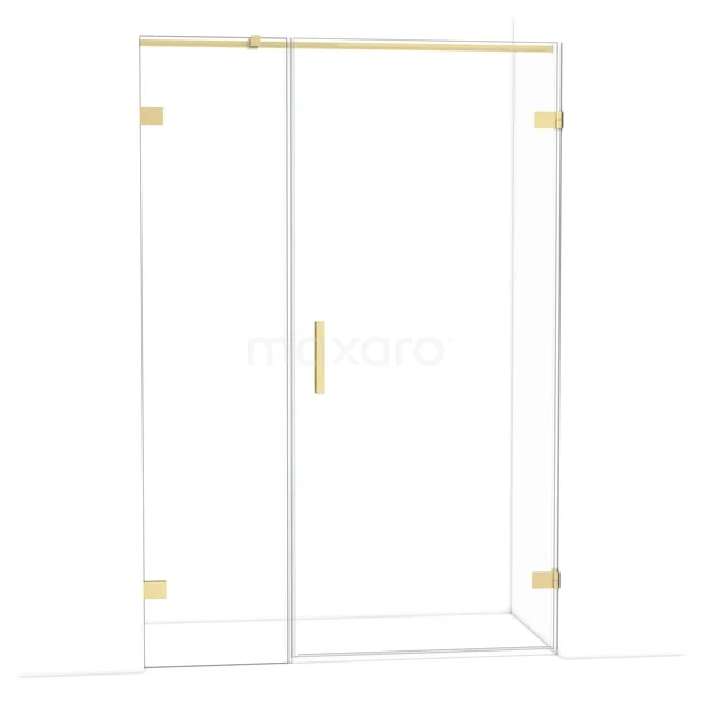 Diamond Douchedeur | 135 cm Lichtgoud Helder glas Draaideur DDC220905320LG Douchedeur met goudkleurige details, heldere glazen panelen, geschikt voor moderne badkamers, luxe uitstraling.