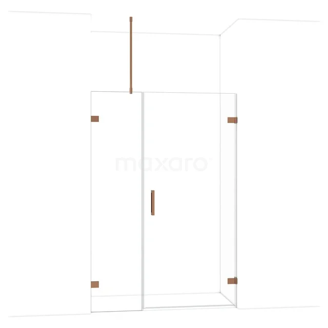 Diamond Douchedeur | 135 cm Glanzend koper Helder glas Draaideur DDC220905720GKP Douchecabine met glazen draaideur, chroomkleurige scharnieren en handgreep, stijlvolle toevoeging aan elke badkamer.