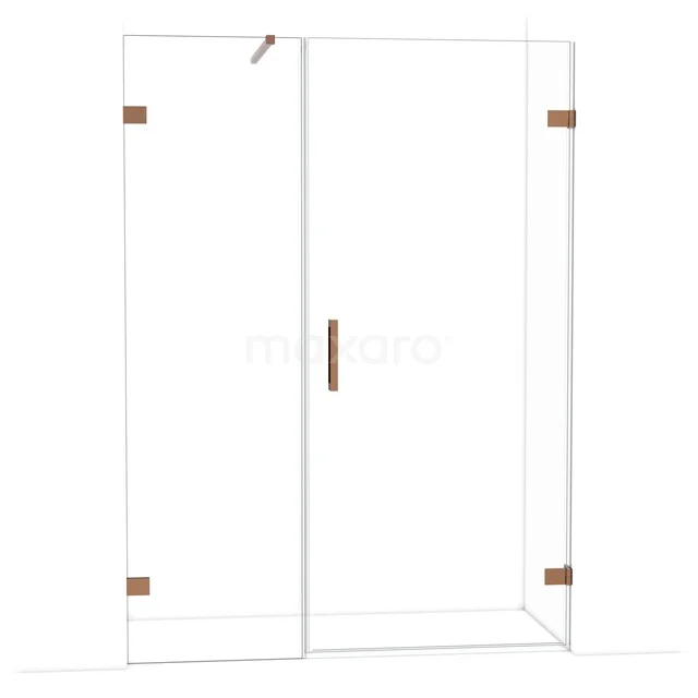 Glas Duschwand mit Eckeingang, klare Glasplatten und Messingdetails, ideal für ein modernes Badezimmer.