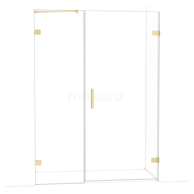 Diamond Shower door | 145 cm Light gold Clear glass Pivot door DDC220906220LG Glazen douchewand met goudkleurige accenten, inklapbare deur en strak ontwerp; stijlvol badkameraccessoire voor moderne badkamers.
