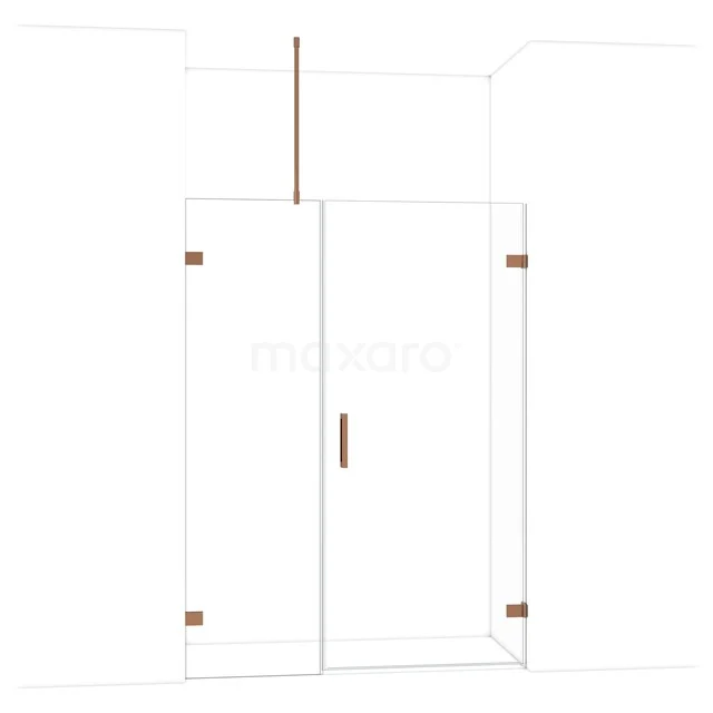 Diamant-Duschtüren DDC220906720GKP Glasene Duschtür mit kupferfarbenen Scharnieren und Haltegriff, schlankes Design für ein modernes Badezimmer.