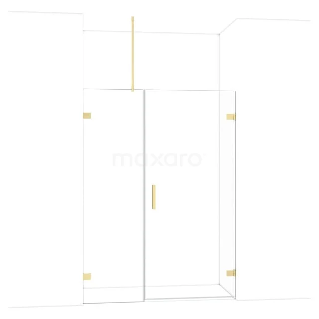 Diamond Douchedeur | 145 cm Lichtgoud Helder glas Draaideur DDC220906720LG Glazen douchecabine met gouden accenten, moderne stijl, ideaal voor een luxe badkamer.