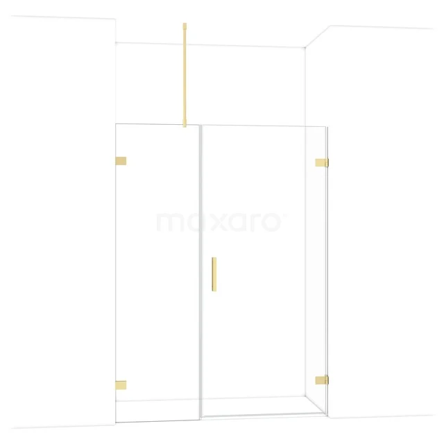 Glas Duschkabine mit Gold Akzenten, moderner Stil, ideal für ein luxuriöses Badezimmer.