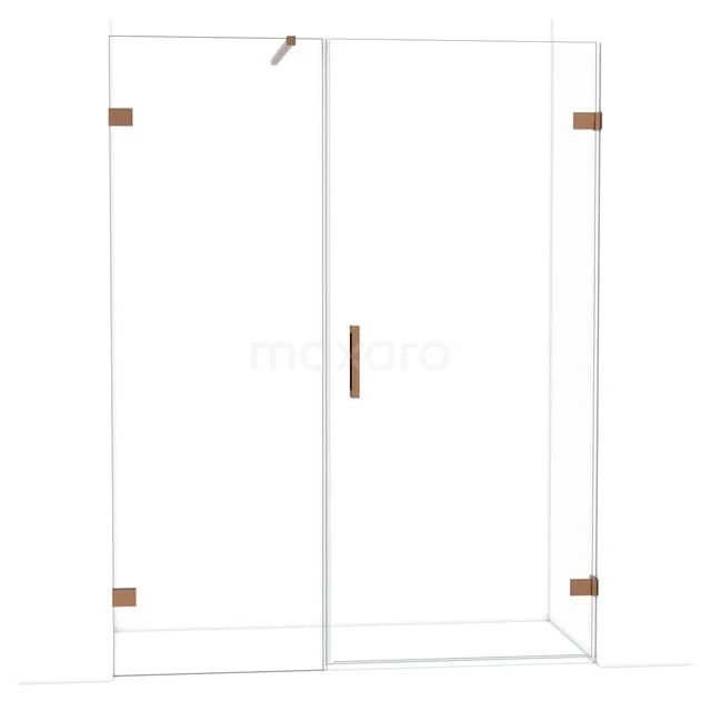 Moderne Glaskabine mit kupferfarbenen Akzenten, ideal für eine stilvolle Badezimmer Einrichtung.