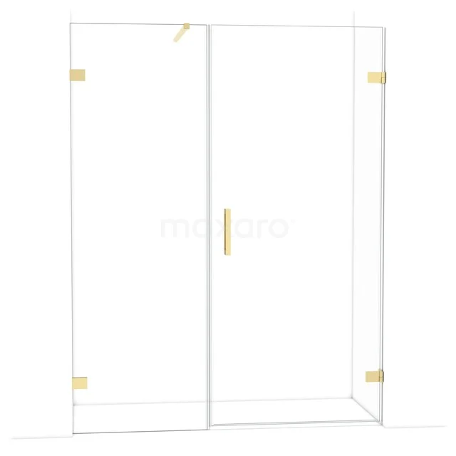 Diamond Shower door | 155 cm Glanzend lichtgoud Clear glass Pivot door DDC220907120GLG Glazen douchewand met gouden accenten, strak design voor moderne badkamers. Minimalistisch en duurzaam materiaal.