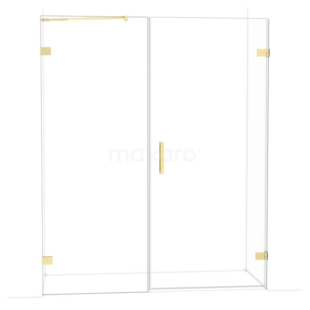 Diamond Duschtür | 165 cm Glänzendes Hellgold Klarglas Drehtür DDC220908220GLG Heldergläserne Duschwand mit goldenen Scharnieren und Tür, luxuriöses Design für das Badezimmer, Serie Elegance.