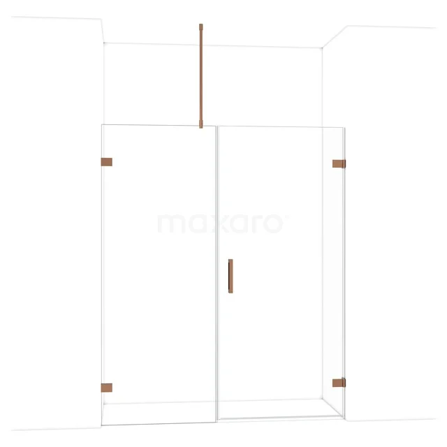 Diamond Duschtür | 165 cm Glänzendes Kupfer Klarglas Drehtür DDC220908720GKP Klar Duschkabine mit goldenen Akzenten, vollständig aus Glas, ideal für einen modernen Badezimmerstil.