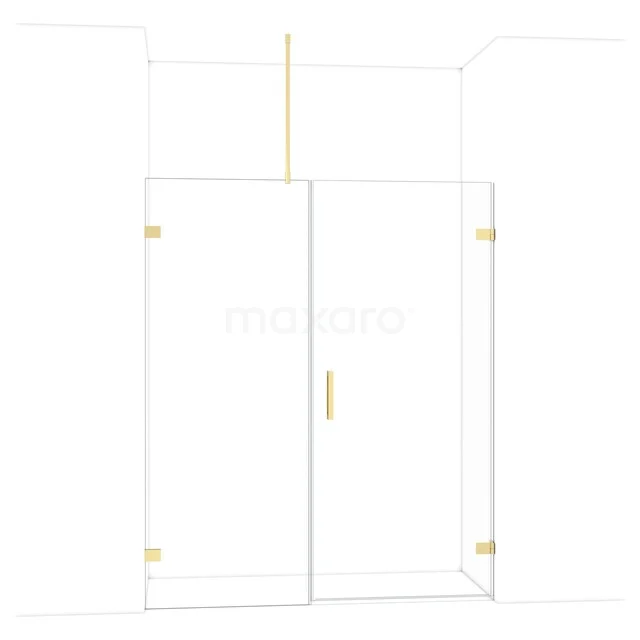 Luxury glass shower cabin with gold accents, sleek design and modern for a stylish bathroom.