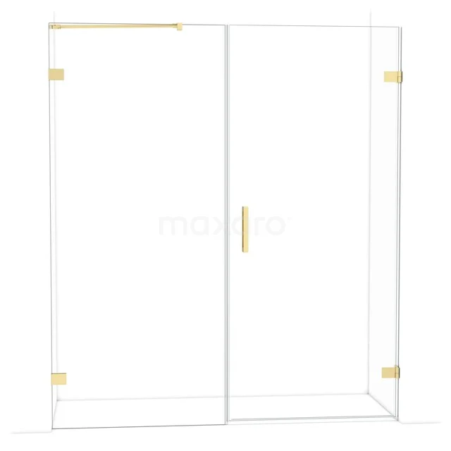 Diamond Shower door | 175 cm Glanzend lichtgoud Clear glass Pivot door DDC220909220GLG Glazen douchewand met goudkleurige accenten, moderne schuifdeur en strak design, ideaal voor een stijlvolle badkamer.
