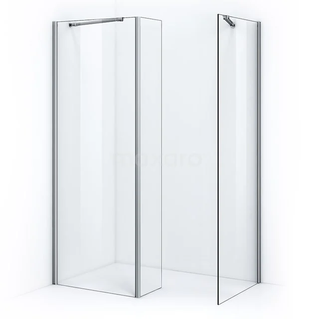 Glas Duschwandset mit chromatischen Profilen, modernes Design, ideal für stilvolle und klare Badezimmergestaltungen.