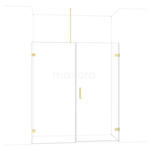 Glasene Duschwand mit Goldakzenten und Scharnieren, moderne Ausstrahlung, perfekt für eine stilvolle Badezimmergestaltung.