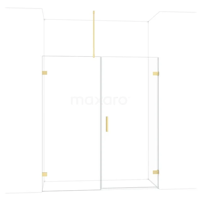 Diamond Duschtür | 175 cm Helles Gold Klarglas Drehtür DDC220909720LG Duschkabine mit gläsernen Wänden, goldenen Akzenten und Drehtür, ideal für einen modernen Badezimmerstil.
