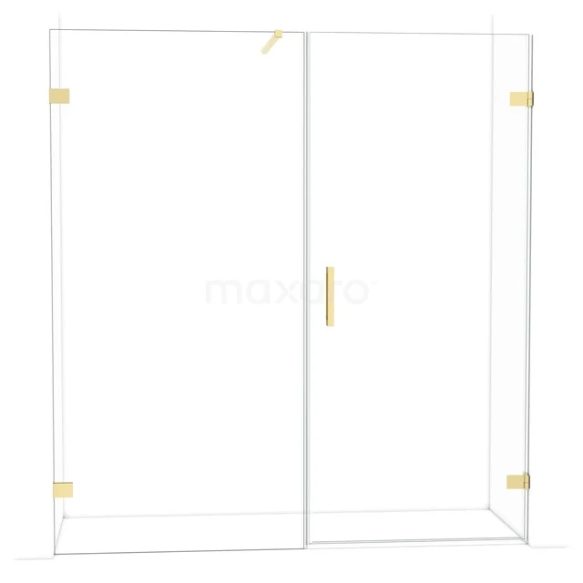 Diamond Shower door | 185 cm Glanzend lichtgoud Clear glass Pivot door DDC220910120GLG Glazen douchewand met schuifdeur, goudkleurige accenten, modern design, ideaal voor een luxe badkamer uitstraling.