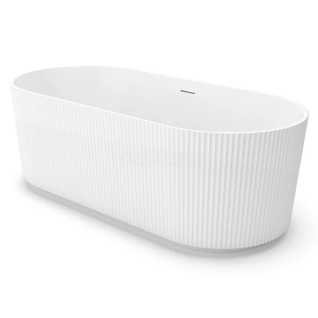 Freistehende Badewanne Linea 170x80cm Acryl Matt Weiß VSA105M Freistehendes ovales Bad, weiß mit gerippter Oberfläche, modernes Design. Perfekt als stilvoller Blickfang im Badezimmer.