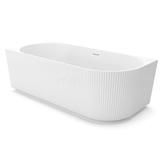 Corner Bath Left Linea 170x80cm Acrylic Matte White VSA107LM Vrijstaand wit bad met modern ribbelpatroon, ovaal design, perfect als stijlvol middelpunt voor elke badkamer.