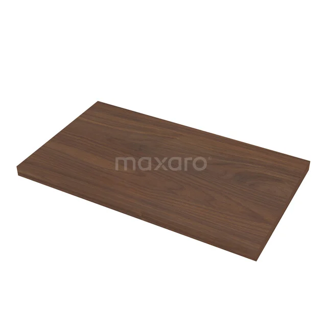 Modulo Plato Vanity units for countertop basin | 80 cm Matte white Handle-less front Walnut worktop 1 drawer BMK11-03051 Houten wastafelblad in walnootkleur, rechthoekig design, ideaal als stijlvolle badkamermeubeloplossing.