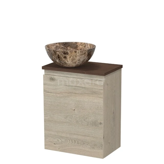 Toilet furniture with countertop wash basins TMK10-16585 Houten badkamermeubel met natuurstenen waskom, compact design, ideale keuze voor een stijlvolle badkamerinrichting.