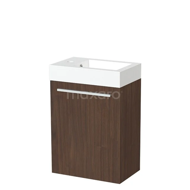 WC-Möbel mit Waschbecken TMW10-00808 Kompakte Waschbecken mit Unterschrank, Holzlook-Oberfläche, einschließlich chromfarbener Haltegriff, ideal für kleine Bäder.