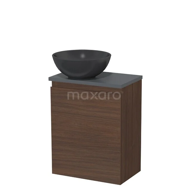 Toilet furniture with countertop wash basins TMK10-16913 Houten badkamermeubel met donkergrijze wastafelschaal, modern design en strak afgewerkte kastdeur