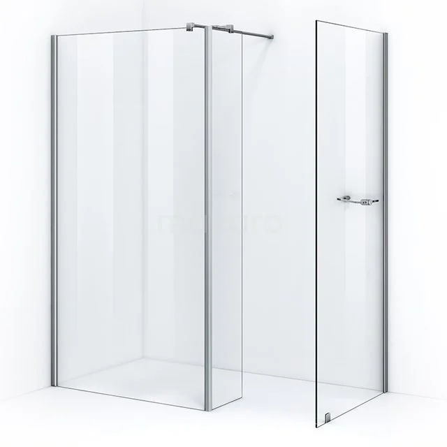 Begehbare Dusche 110x90cm Sicherheitsglas 8mm Chrom IPD11092900C Eck-Duschwand in Klarglas mit Aluminiumprofilen, ideal für eine stilvolle und moderne Badezimmergestaltung.