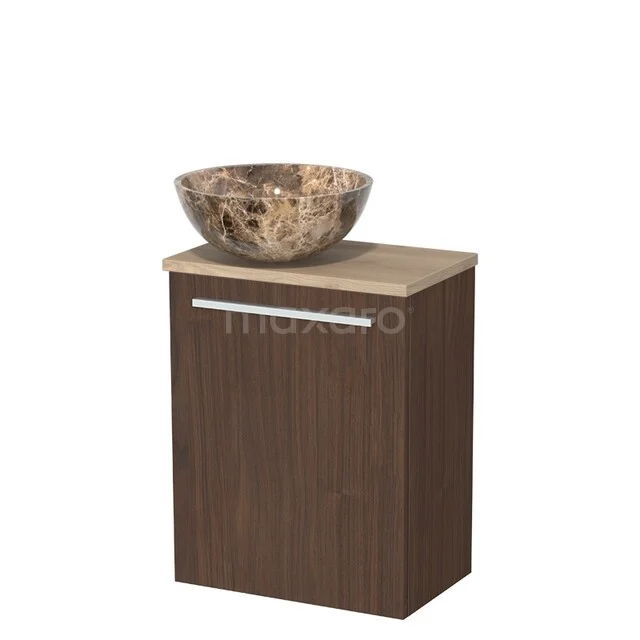 Toilet furniture with countertop wash basins TMK10-17079 Houten badkamerkast met marmeren waskom, modern design, ideaal voor stijlvolle badkameropslag.