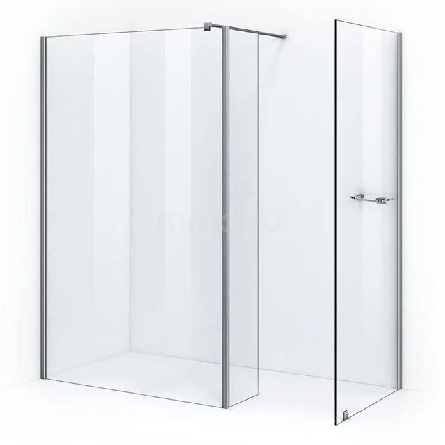 Pearl begehbare Dusche | 120x80 cm 2 feste Wände mit Seitenwand IPD12082800C Glasbegehbare Dusche mit schlanken, verchromten Profilen, minimalistisches Design, ideal für ein modernes Badezimmer.