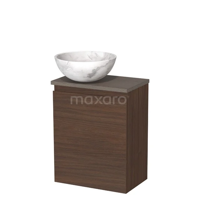 Toilet furniture with countertop wash basins TMK10-17181 Houten badkamermeubel met marmerlook waskom, compact design, ideaal voor stijlvolle badkamerinrichting.