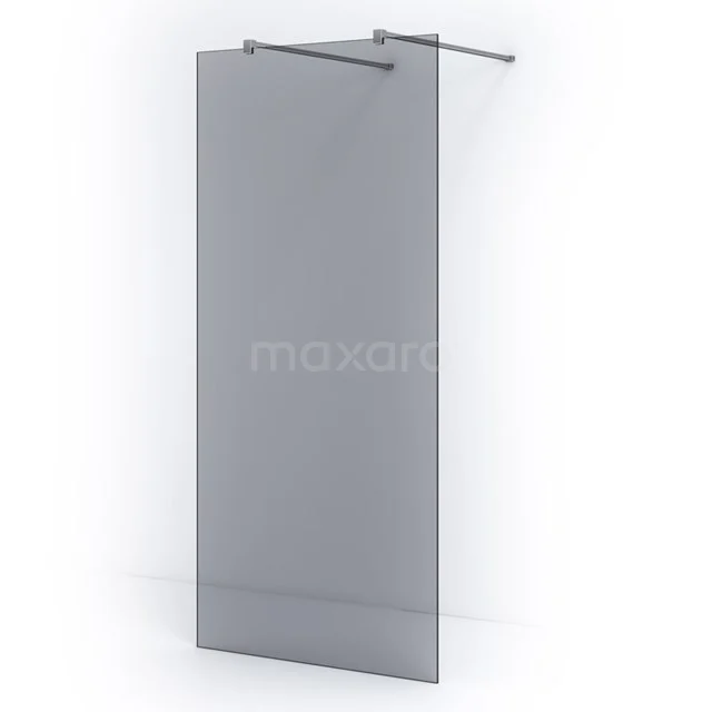 Pearl Walk-in shower | 100 cm Smoke glass Free-standing wall IPF10301C Matte black Shower screen made of tempered glass with aluminium profile, ideal for modern bathroom design.