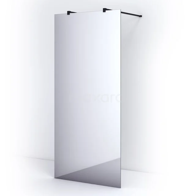 Pearl Inloopdouche | 100 cm Mat zwart Spiegelglas Vrijstaande wand IPF10302M