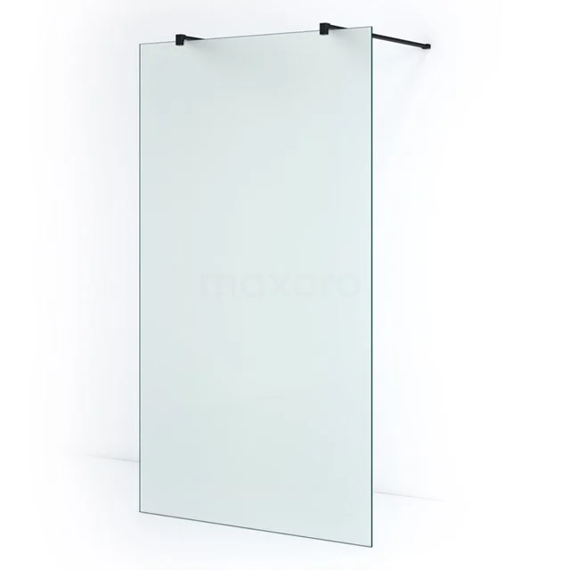 Pearl Walk-in shower | 120 cm Matte black Frosted glass Free-standing wall IPF12307M Shower screen clear glass with black profiles, modern design for sleek bathroom style.