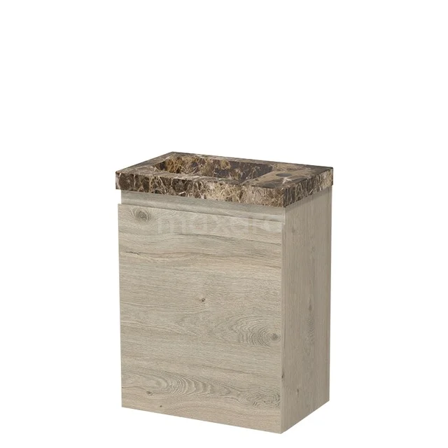 Toiletmeubel met wastafel TMW10-00794 Houten zeeppomp met marmeren bovenkant, luxe badkameraccessoire in natuurlijke houttint.