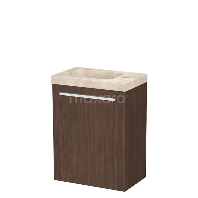 Toilet furniture with basins TMW10-00815 Compact bathroom cabinet with wood look and ceramic sink, modern design, ideal for small bathrooms.