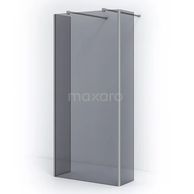 Graue Glas-Duschwand mit minimalistischem Design, ideal für eine moderne Badezimmergestaltung.