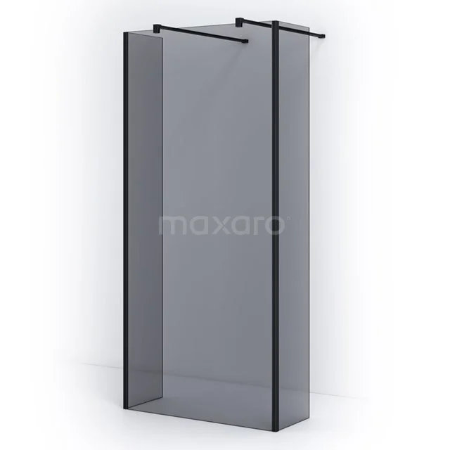 Pearl begehbare Dusche | 100 cm Matt Schwarz Freistehende Wand mit Seitenwänden IPG10301M Schwarze matte Duschwand aus Glas, modernes rechteckiges Design, perfekt als Trennwand in einem zeitgenössischen Badezimmer.