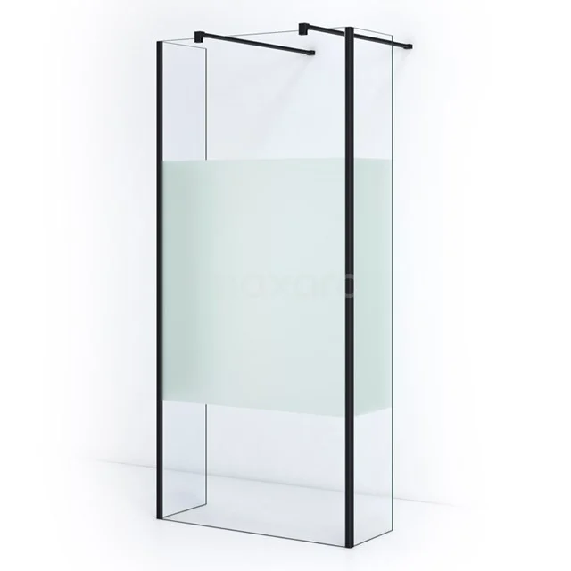 Matte schwarze Aluminium-Duschwand mit Klarglas, ideal als stilvolle Abtrennung im modernen Badezimmer.