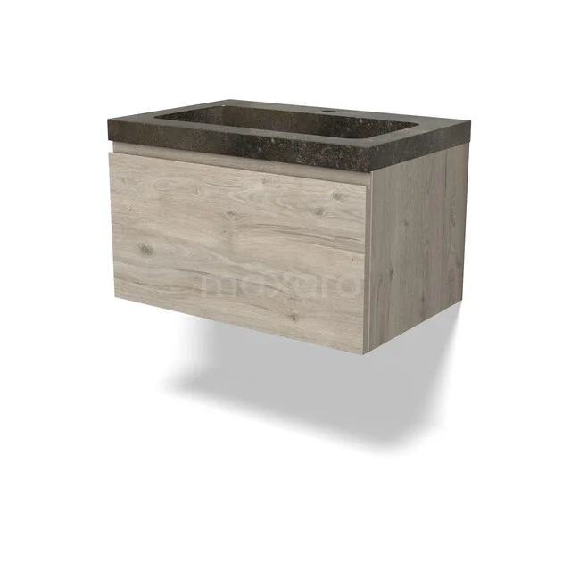 Holz-Badmöbel mit Betonlook Waschbecken, modernes Design, Wandmontage, ideal für moderne Bäder.