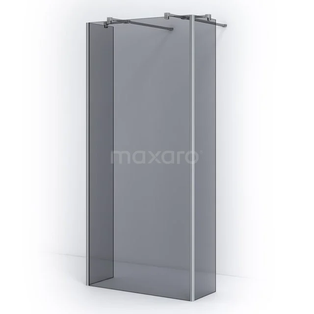 Glass shower screen with silver profiles, modern design, ideal for stylish and spacious bathroom design.