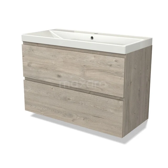 Wooden bathroom furniture with two drawers and a white sink, modern design, ideal for bathroom space and storage convenience.