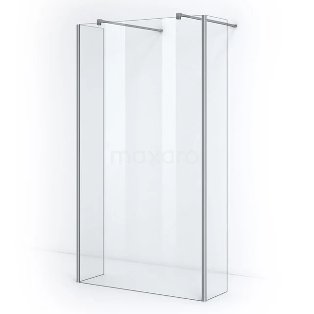 Moderne Glaskabine mit rostfreien Profilen, minimalistisches Design für ein stilvolles Badezimmer.