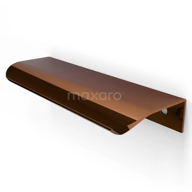Mano 85 handle, semi-handleless, 120mm, Shiny copper H85-0120-GKP Koperen badkamerplanchet met gebogen design, wandmontage, ideaal voor een stijlvolle en duurzame badkameropslag.